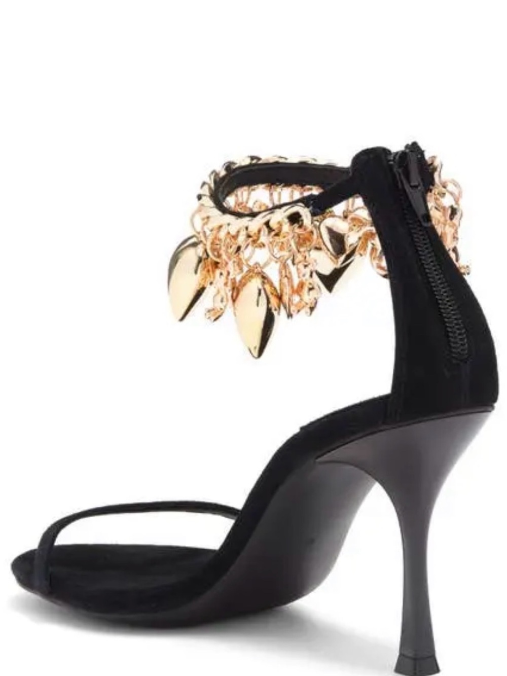 Jeffrey Campbell Black Suede Sandals with Gold Heart Charms - Picture 4 of 12